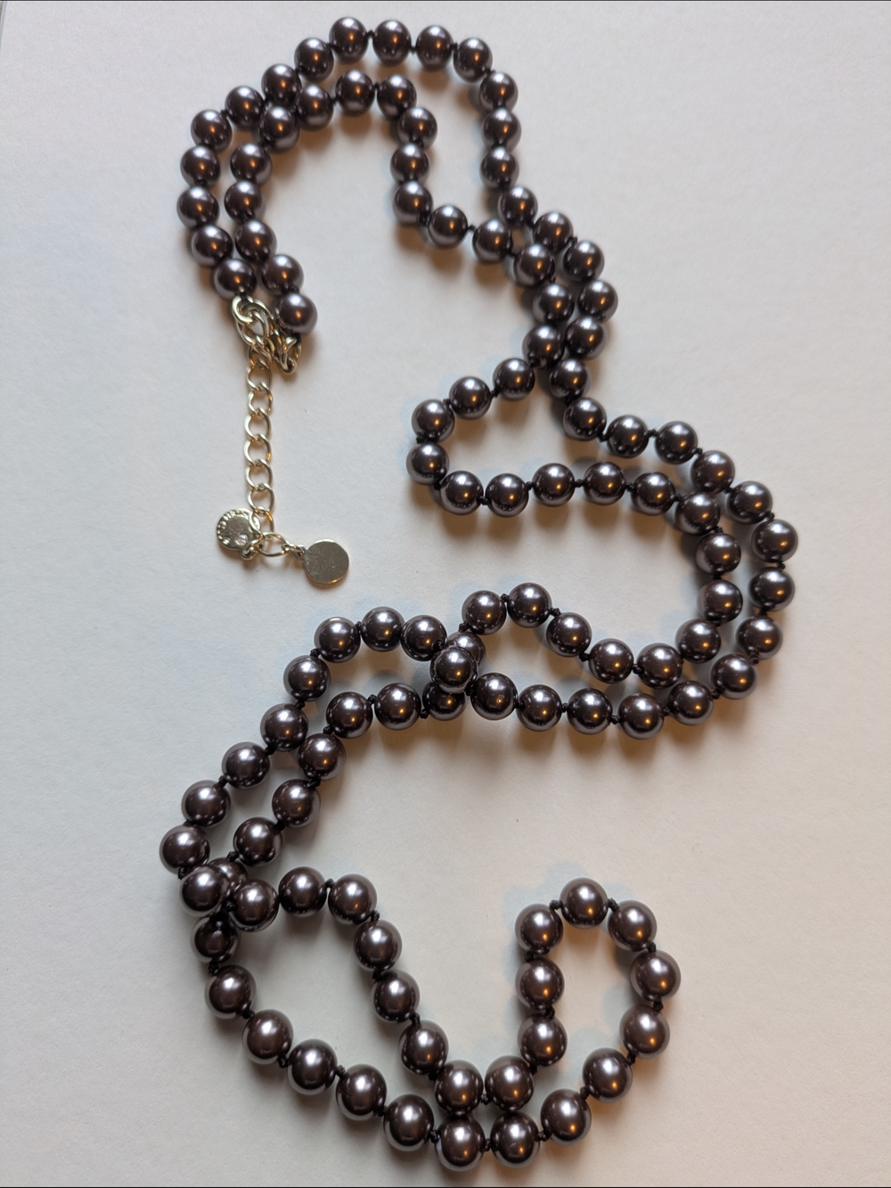 Charter Club Brown Gunmetal Pearl Strand Necklace with Gold-Tone Accents